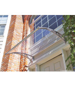 Durvju jumtiņš ar tekni (6x930x1500 mm)  caurspīdīgs, ar pelēkiem turētājiem