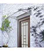 Alumīnija durvju  jumtiņš 960x1500 mm  caurspīdīgs, ar pelēkiem turētājiem