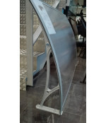 Alumīnija durvju  jumtiņš 960x1500 mm  caurspīdīgs, ar pelēkiem turētājiem