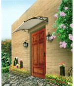 Durvju jumtiņš ar tekni 930x1500 mm  caurspīdīgs, melni turētāji