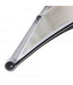 Savienots durvju jumtiņš ar tekni 930x3000 mm  caurspīdīgs, ar pelēkiem turētājiem