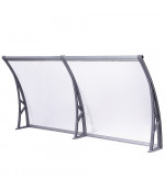 Savienots durvju jumtiņš ar tekni 930x3000 mm  caurspīdīgs, ar pelēkiem turētājiem