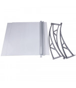 Savienots durvju jumtiņš ar tekni 930x3000 mm  caurspīdīgs, ar pelēkiem turētājiem