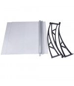 Savienots durvju jumtiņš ar tekni 930x3000 mm  caurspīdīgs, melni turētāji