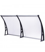 Savienots durvju jumtiņš ar tekni 930x3000 mm  caurspīdīgs, melni turētāji