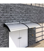 Savienots durvju jumtiņš ar tekni (6x930x3000 mm)  caurspīdīgs, melni turētāji