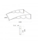Durvju  jumtiņš 1400x1000 mm  tonēts, pelēkie turētāji