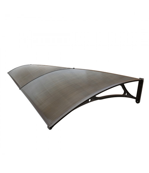 Savienots alumīnija polikarbonāta jumtiņš 960x3000 mm  tonēts, ar brūniem turētājiem