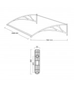 Durvju  jumtiņš 960x1500 mm  tonēts, ar pelēkiem turētājiem