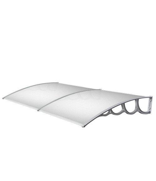 Savienots polikarbonāta jumtiņš 1400x2000 mm  caurspīdīgs, ar pelēkiem turētājiem