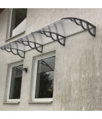 Savienots polikarbonāta jumtiņš 1400x2000 mm  caurspīdīgs, ar pelēkiem turētājiem