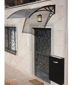 Durvju jumtiņš (6x1200x1500 mm)  caurspīdīgs, melni turētāji