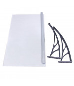 Durvju jumtiņš 1200x1500 mm  caurspīdīgs, melni turētāji