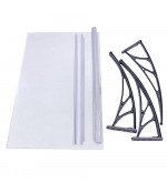 Savienots durvju  jumtiņš 1200x3000 mm  caurspīdīgs, melni turētāji