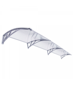 Savienots polikarbonāta jumtiņš 1000x4500 mm  caurspīdīgs, ar pelēkiem turētājiem