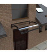 Alumīnija durvju  jumtiņš ar tekni 980x1500 mm, melni turētāji