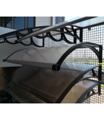 Alumīnija durvju  jumtiņš ar tekni 980x1500 mm, melni turētāji