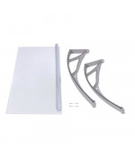 Alumīnija durvju  jumtiņš 960x1500 mm  caurspīdīgs, ar pelēkiem turētājiem