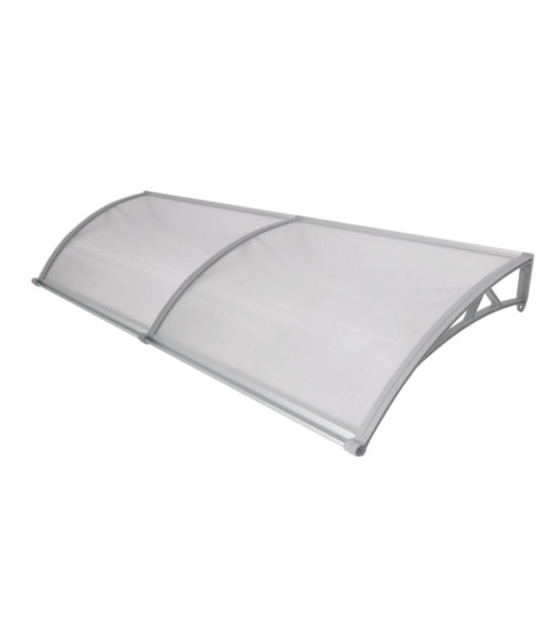 Savienots durvju jumtiņš ar tekni 930x3000 mm  caurspīdīgs, ar pelēkiem turētājiem