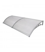 Savienots durvju jumtiņš ar tekni 930x3000 mm  caurspīdīgs, ar pelēkiem turētājiem