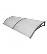 Savienots durvju jumtiņš ar tekni 930x3000 mm  caurspīdīgs, melni turētāji