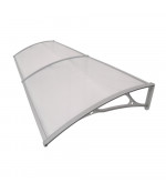 Savienots alumīnija polikarbonāta jumtiņš 960x3000 mm  caurspīdīgs, ar pelēkiem turētājiem