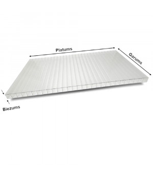 Šūnu polikarbonāts (6x2100x6000 mm), caurspīdīgs Plaskolite (1.1)