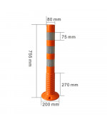 Lokans brīdinājuma stabiņš, oranžs 755 mm