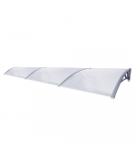 Savienots polikarbonāta jumtiņš 1000x4500 mm  caurspīdīgs, ar pelēkiem turētājiem