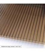 Savienots alumīnija polikarbonāta jumtiņš (6x960x4500 mm)  tonēts, ar brūniem turētājiem