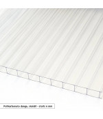 Savienots alumīnija polikarbonāta jumtiņš 960x4500 mm caurspīdīgs, ar pelēkiem turētājiem