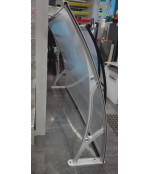 Savienots alumīnija polikarbonāta jumtiņš 960x4500 mm caurspīdīgs, ar pelēkiem turētājiem