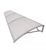 Savienots alumīnija polikarbonāta jumtiņš 960x4500 mm caurspīdīgs, ar pelēkiem turētājiem