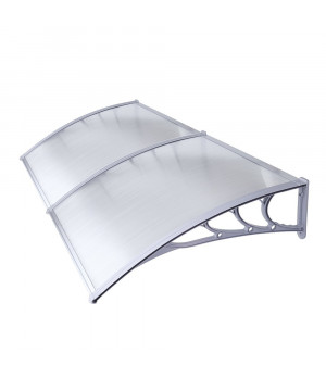 Savienots durvju  jumtiņš (6x1200x3000 mm)  caurspīdīgs, pelēki turētāji