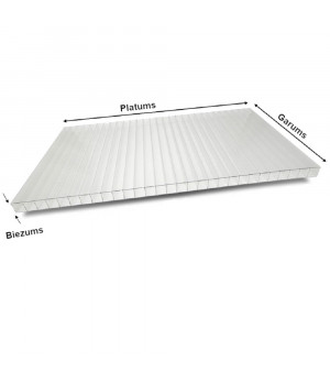 Šūnu polikarbonāts 6mm (6x2100x6000 mm), caurspīdīgs Polygal (0.85)
