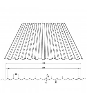 Viļņots tumšināts PVC jumta segums PRISMA 2.5x1030 mm