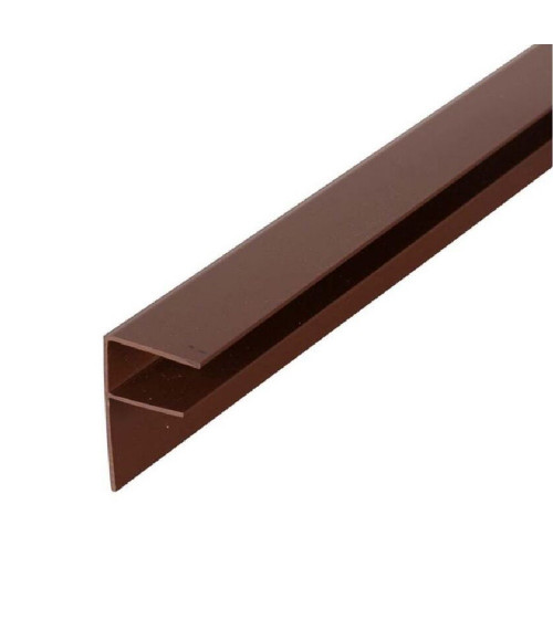 Polikarbonāta nobeiguma profils F (16x6320 mm) alumīnija brūns