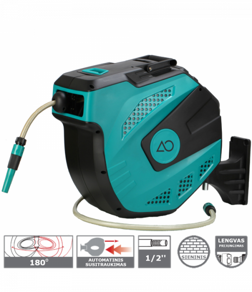 Laistīšanas sistēma ar automātisko spoli un 13 mm x 30 m PVC šļūteni