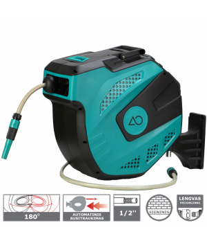 Laistīšanas sistēma ar automātisko spoli un 13 mm x 30 m PVC šļūteni