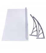 Durvju  jumtiņš 960x1500 mm  caurspīdīgs, ar pelēkiem turētājiem