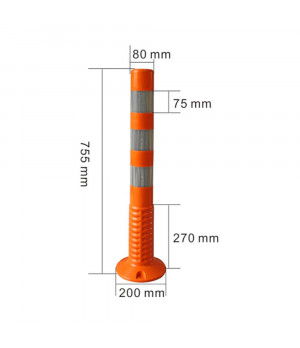 Lokans brīdinājuma stabiņš 755 mm dzeltens (ar stiprinājumiem)