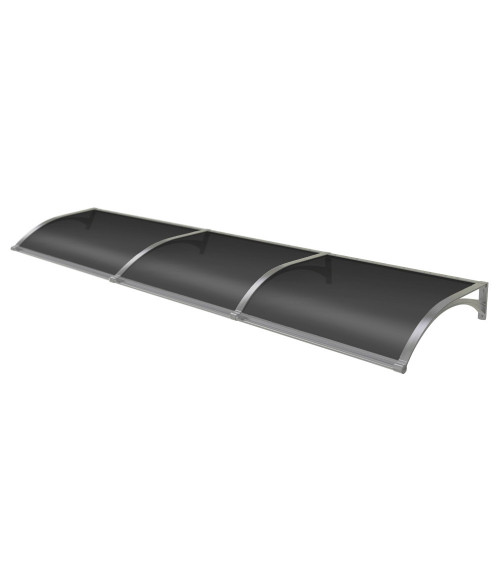 Alumīnija durvju  jumtiņš ar tekni 980x4500 mm ar pelēkiem turētājiem