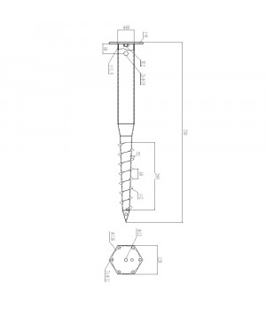 Pamatu skrūvpālis M 68x750 mm M12 HDG