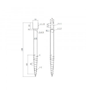 Pamatu skrūvpālis U 101x1300 mm M12 HDG