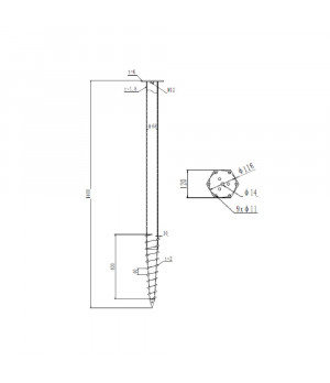 Pamatu skrūvpālis M 68x1400 mm M12 HDG