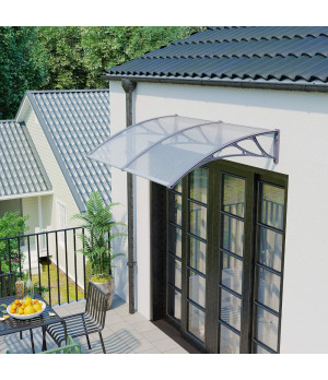 Savienots polikarbonāta jumtiņš 960x2000 mm  caurspīdīgs, ar pelēkiem turētājiem