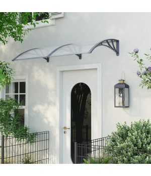 Savienots durvju jumtiņš 960x3000 mm  caurspīdīgs, ar pelēkiem turētājiem