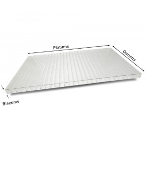 Šūnu polikarbonāts (16x910x1120 mm), caurspīdīgs (bezšķira)