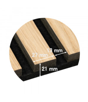 Akustiskais panelis 600x2400 mm ar tumša ozolkoka krāsas līstēm