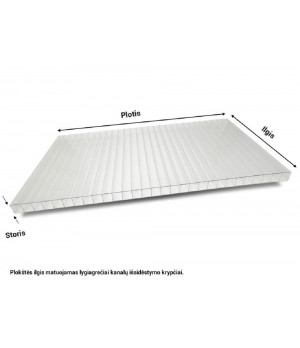 Šūnu polikarbonāts (10x388x843 mm), caurspīdīgs (1.5)